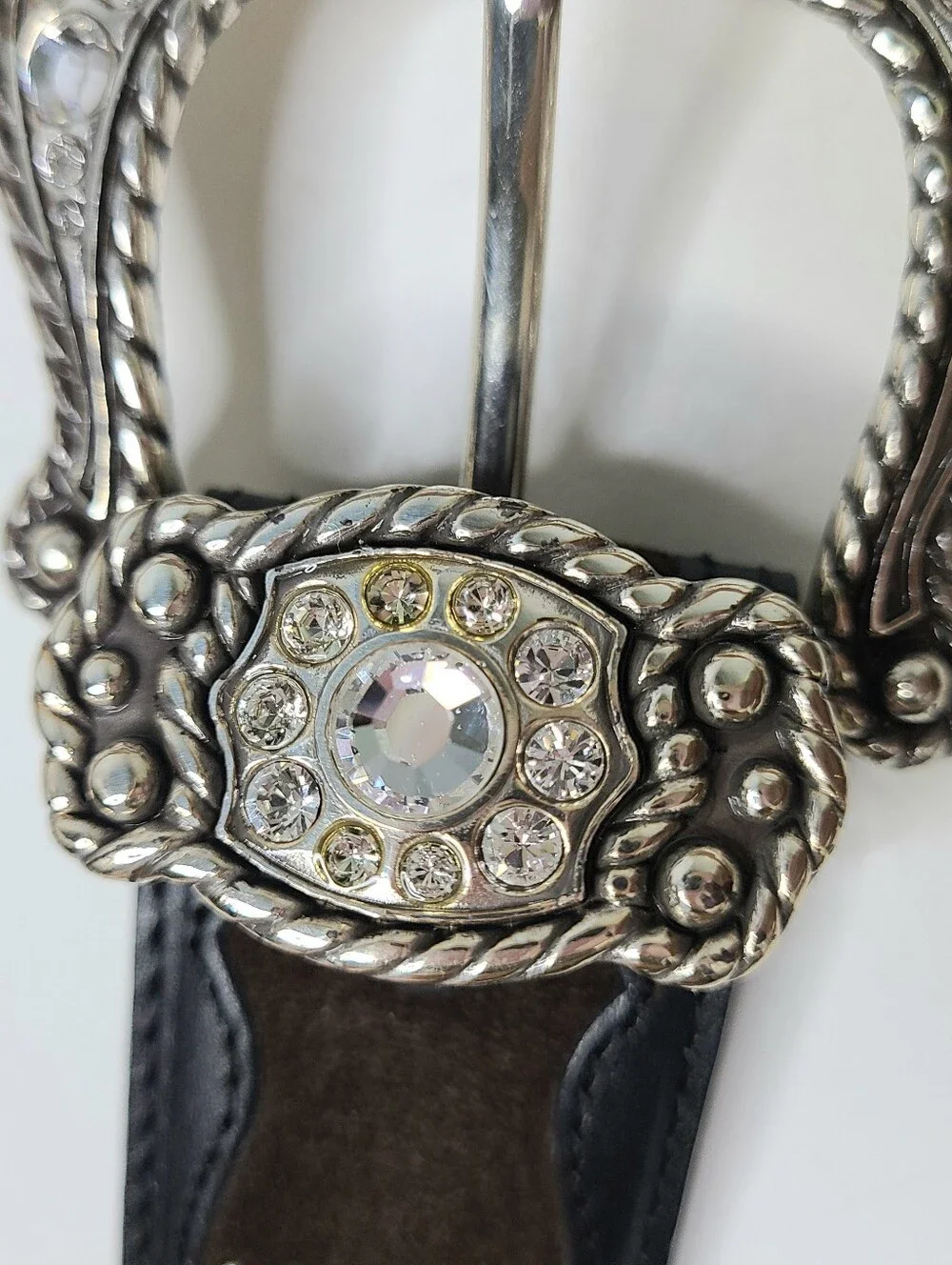 Justin Boots 125 Years Rhinestone Studded Two-Tone Genuine Leather Western Belt